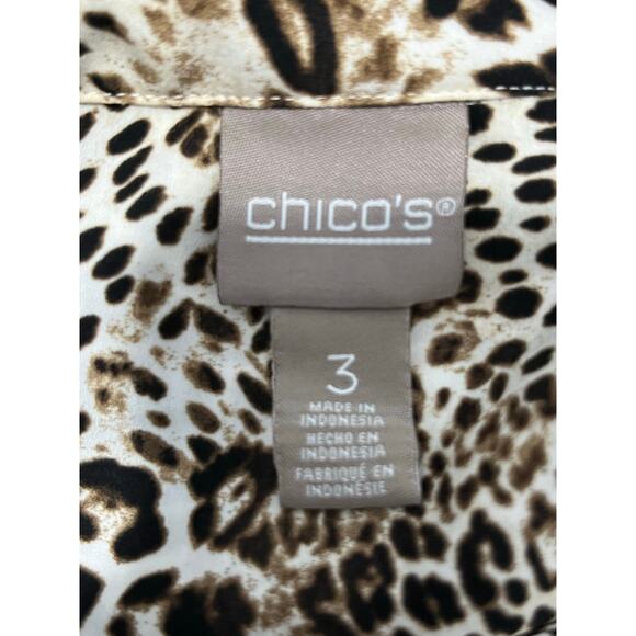 Chico's Button Down Blouse Large Animal Print Academia Mob Wife Boho - Picture 5 of 6